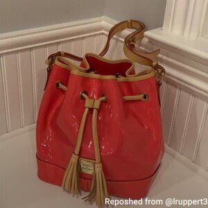 Dooney and Bourke Patent Leather Bucket Bag - Peach Pink